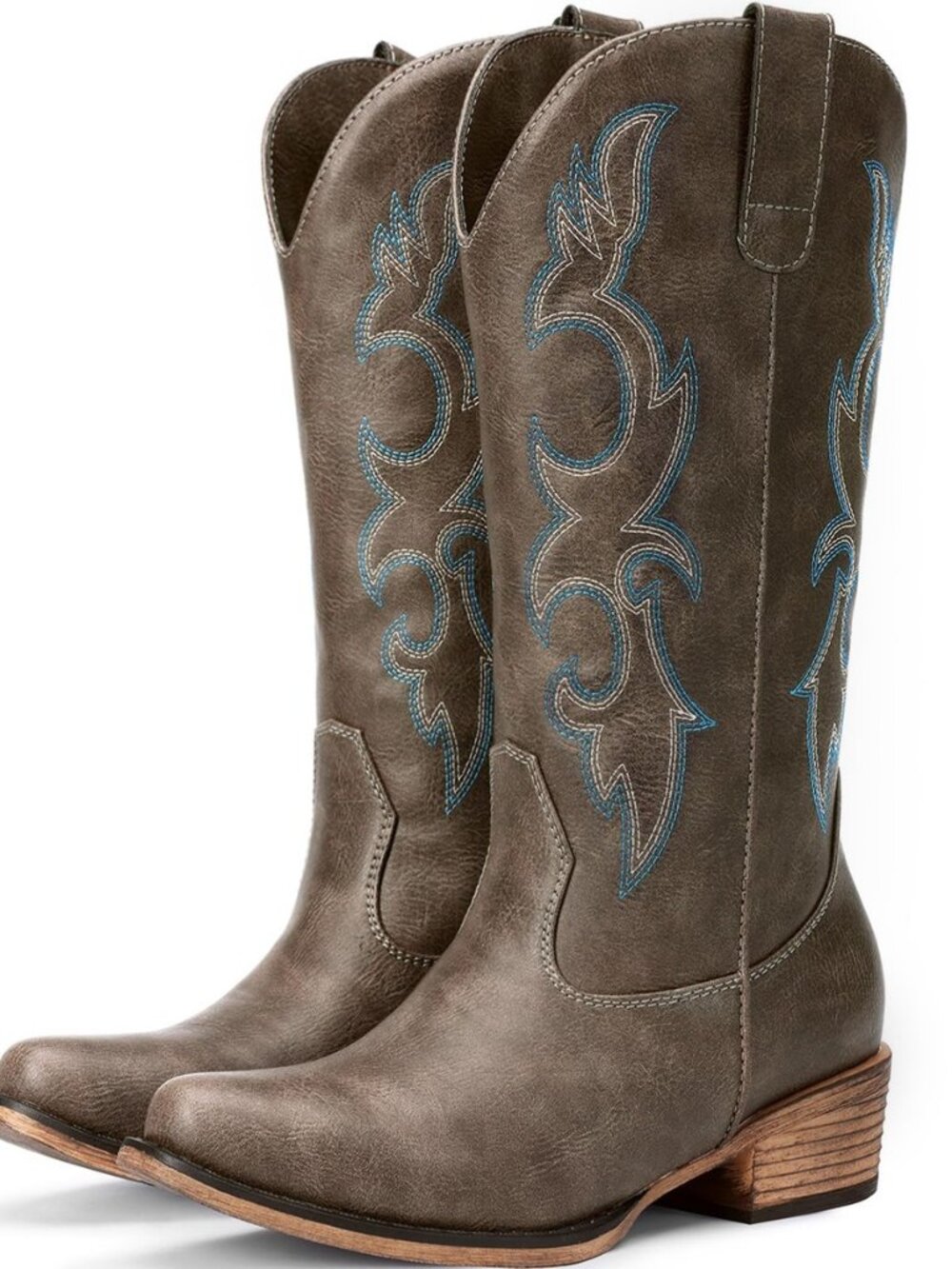 Cowboy Boots for Women - Mid Calf Cowgirl Boots Western Chunky Heel Pointed Toe